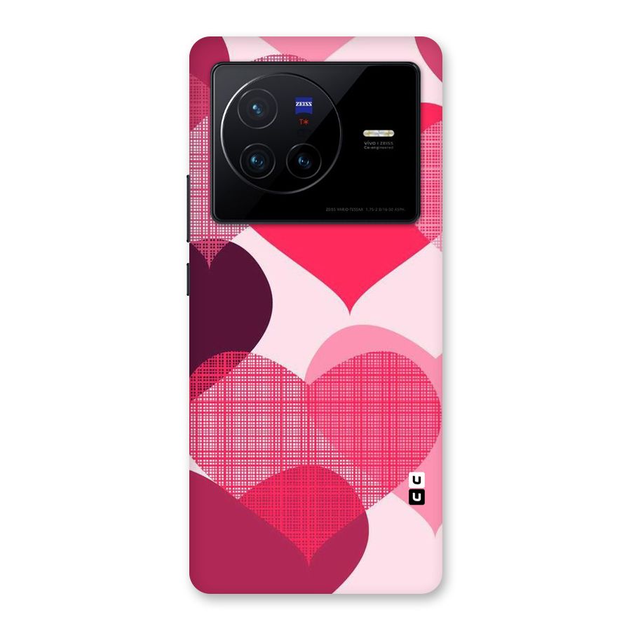 Check Pink Hearts Back Case for Vivo X80