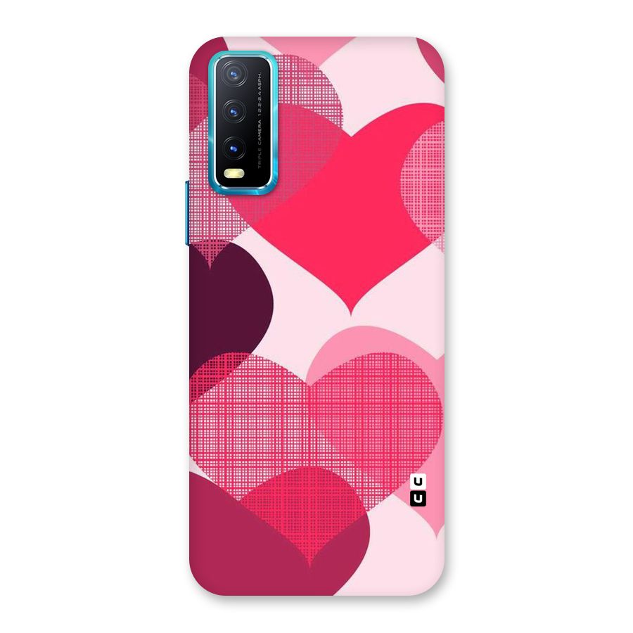 Check Pink Hearts Back Case for Vivo Y20