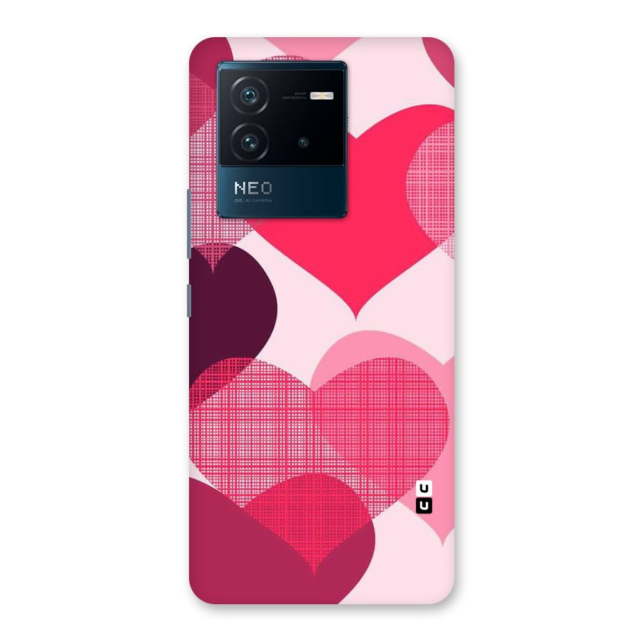 Check Pink Hearts Back Case for Vivo iQOO Neo 6 5G