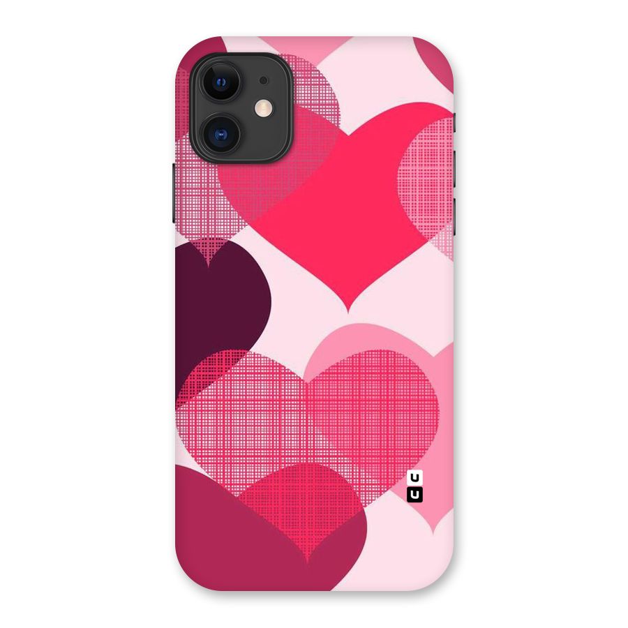 Check Pink Hearts Back Case for iPhone 11