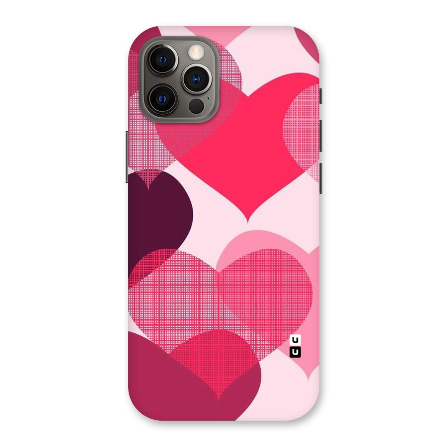 Check Pink Hearts Back Case for iPhone 12 Pro