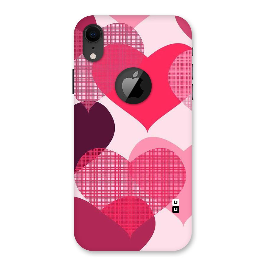 Check Pink Hearts Back Case for iPhone XR Logo Cut