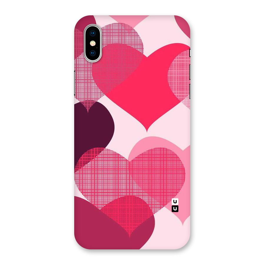 Check Pink Hearts Back Case for iPhone XS