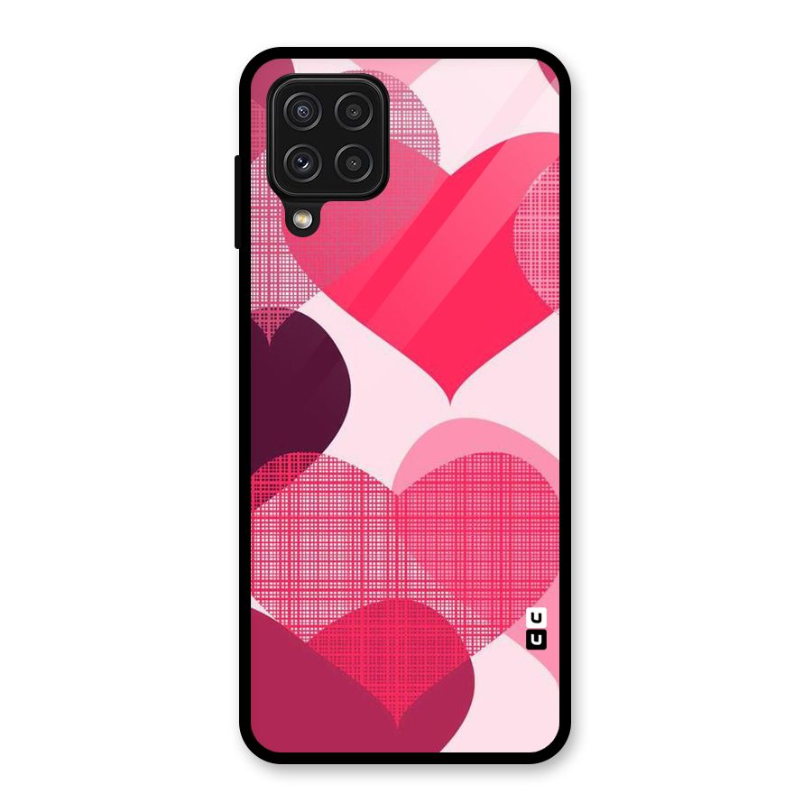 Check Pink Hearts Glass Back Case for Galaxy A22 4G