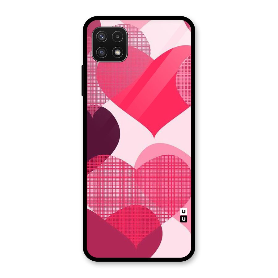 Check Pink Hearts Glass Back Case for Galaxy A22 5G