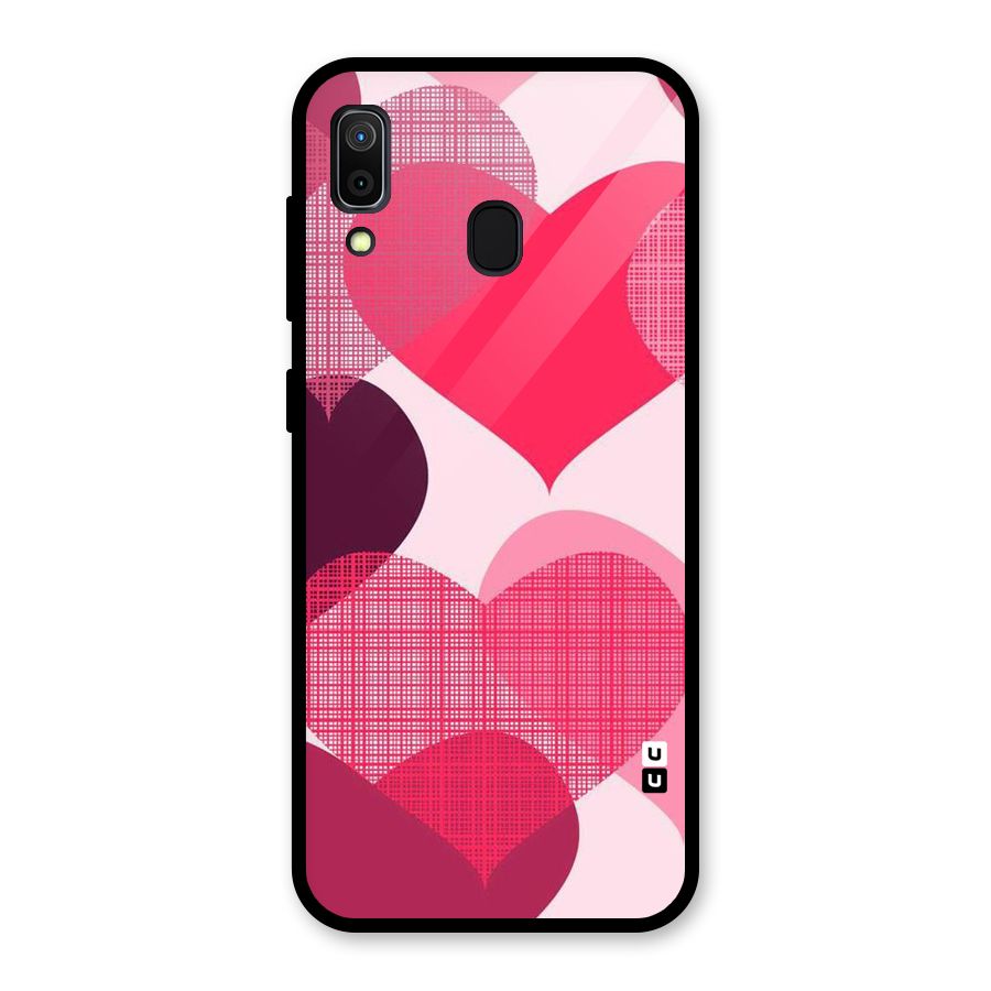 Check Pink Hearts Glass Back Case for Galaxy A30