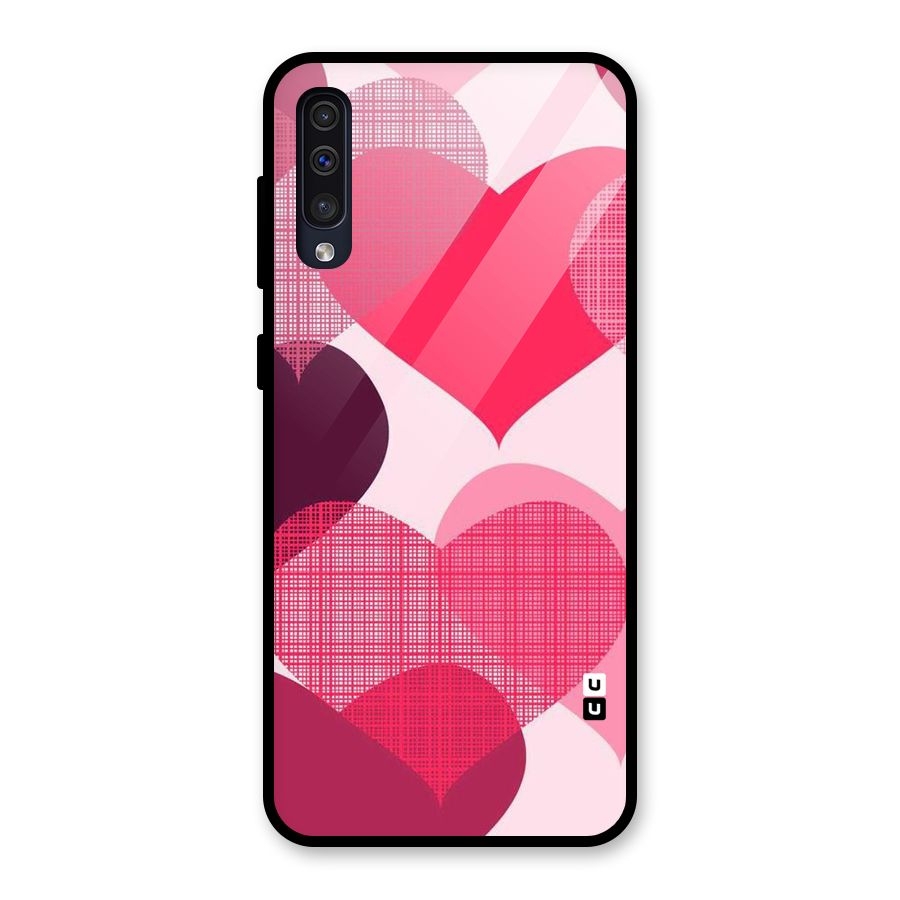 Check Pink Hearts Glass Back Case for Galaxy A30s