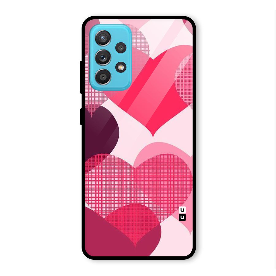 Check Pink Hearts Glass Back Case for Galaxy A52