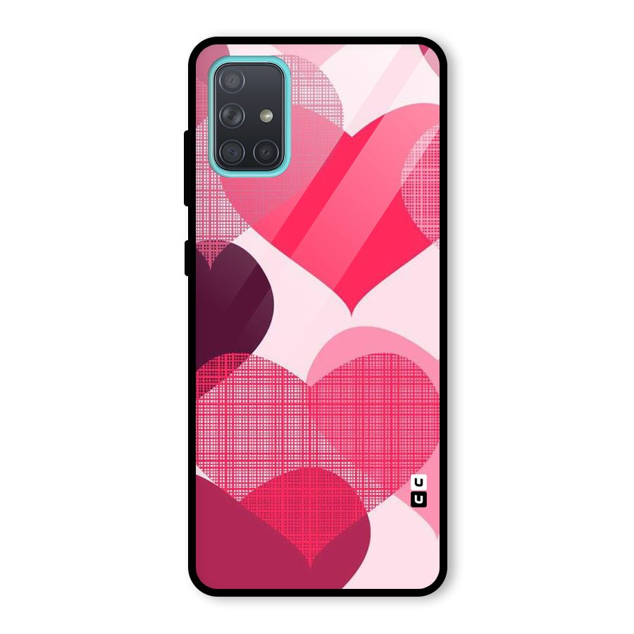 Check Pink Hearts Glass Back Case for Galaxy A71