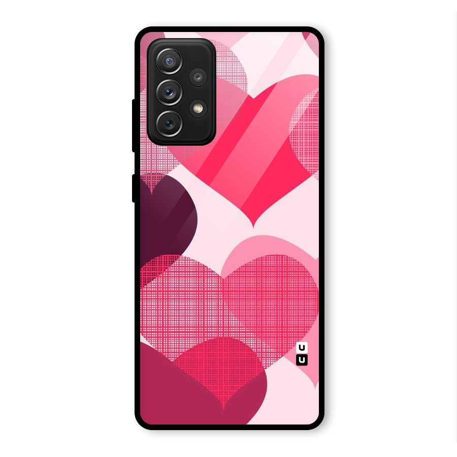 Check Pink Hearts Glass Back Case for Galaxy A72