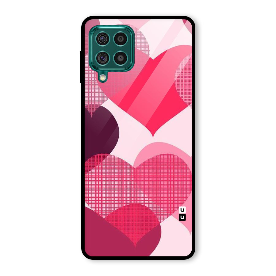 Check Pink Hearts Glass Back Case for Galaxy F62