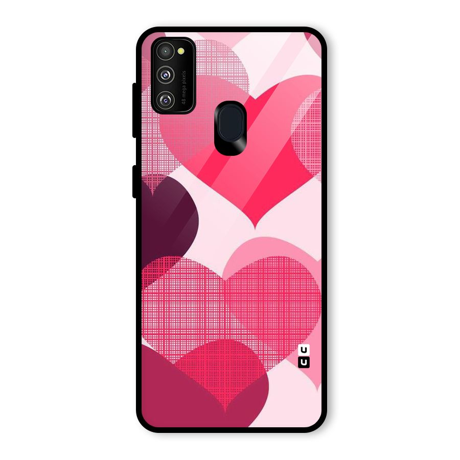 Check Pink Hearts Glass Back Case for Galaxy M30s