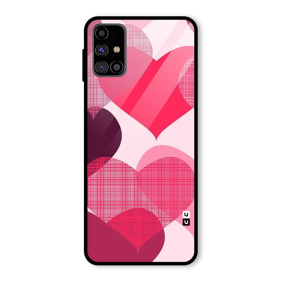 Check Pink Hearts Glass Back Case for Galaxy M31s