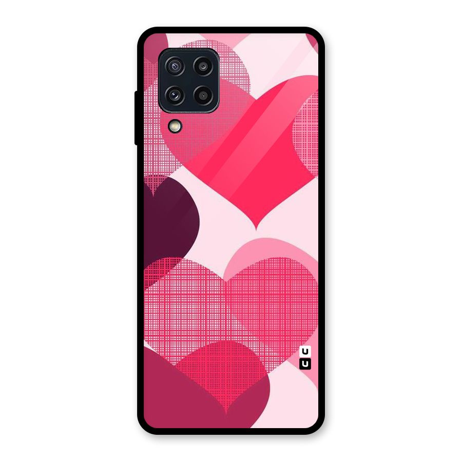 Check Pink Hearts Glass Back Case for Galaxy M32