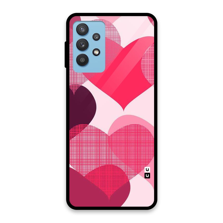 Check Pink Hearts Glass Back Case for Galaxy M32 5G
