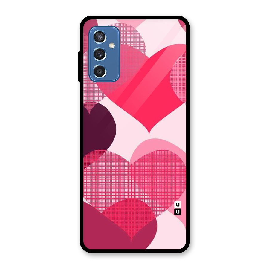 Check Pink Hearts Glass Back Case for Galaxy M52 5G