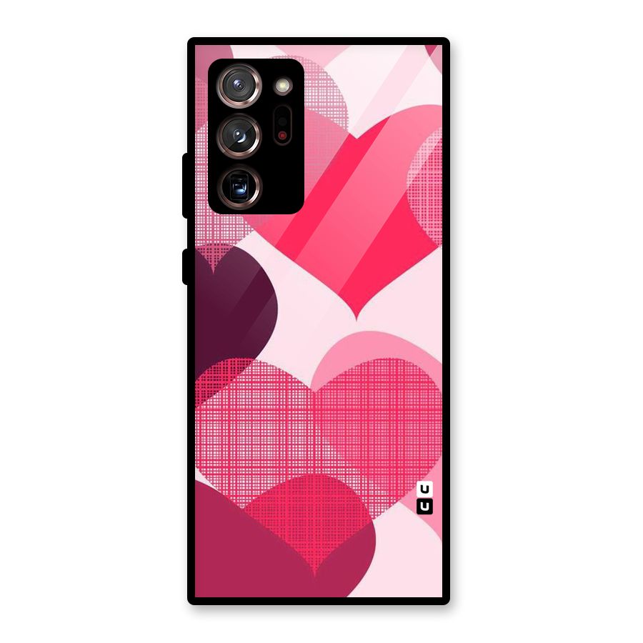 Check Pink Hearts Glass Back Case for Galaxy Note 20 Ultra