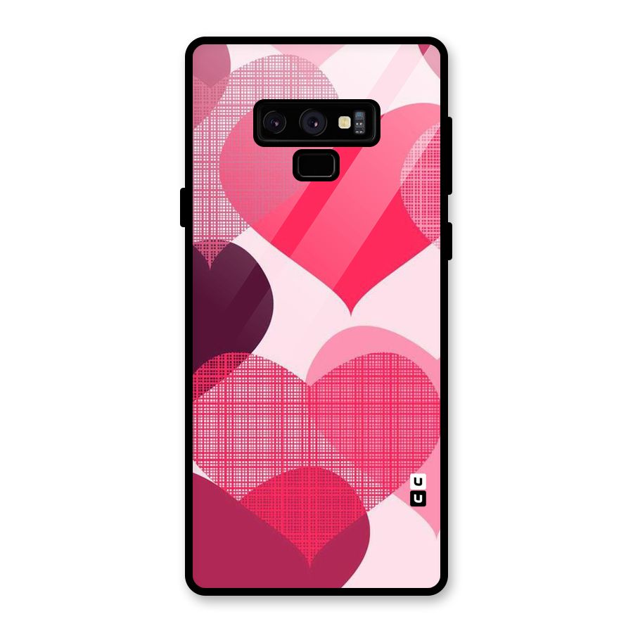 Check Pink Hearts Glass Back Case for Galaxy Note 9