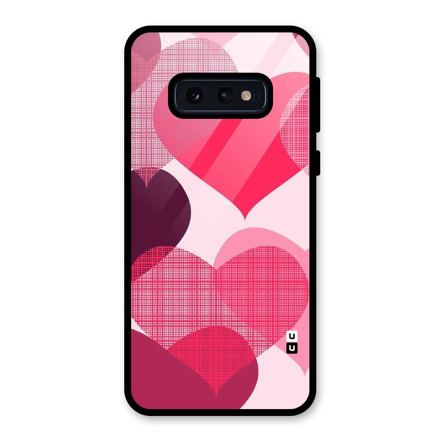 Check Pink Hearts Glass Back Case for Galaxy S10e