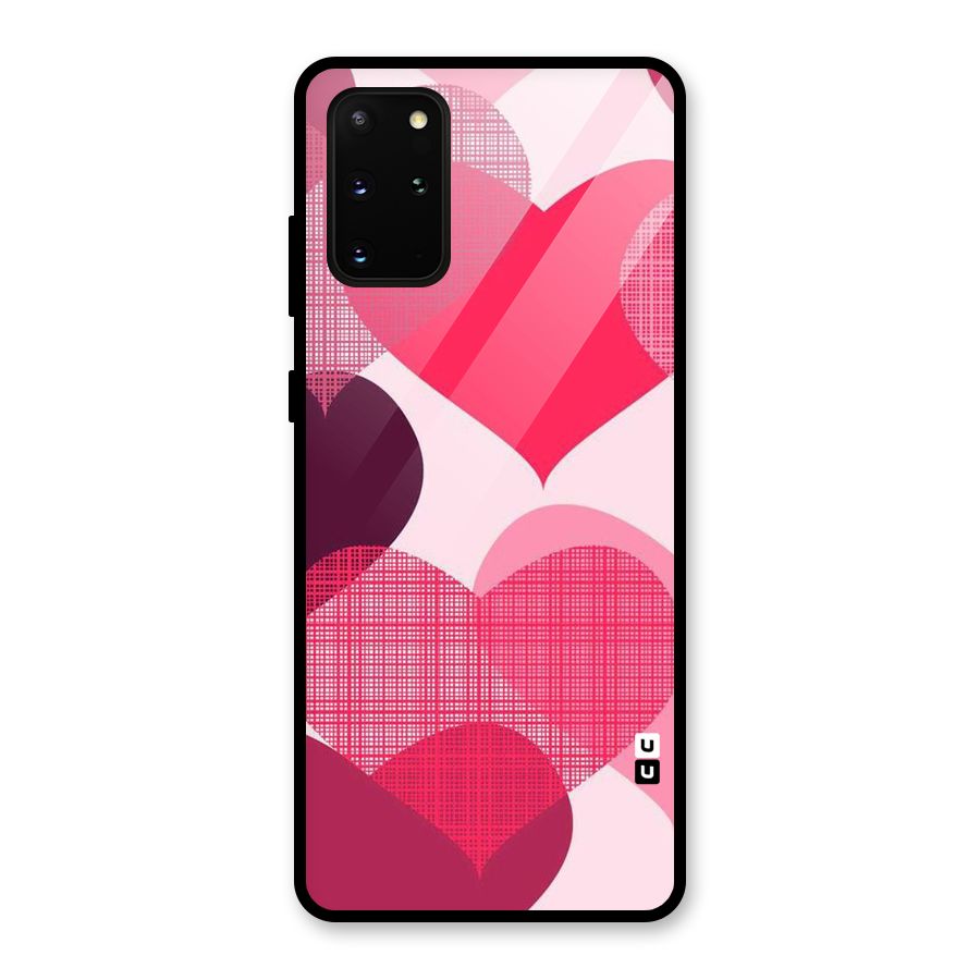 Check Pink Hearts Glass Back Case for Galaxy S20 Plus