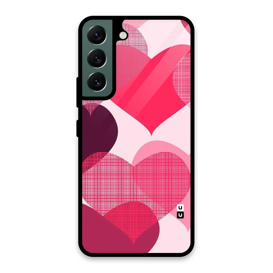 Check Pink Hearts Glass Back Case for Galaxy S22 5G