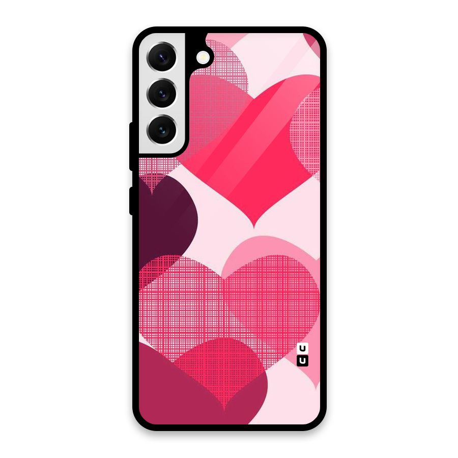Check Pink Hearts Glass Back Case for Galaxy S22 Plus 5G