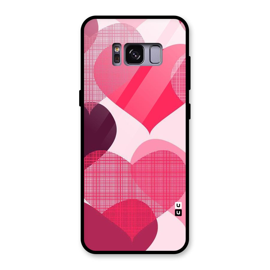 Check Pink Hearts Glass Back Case for Galaxy S8