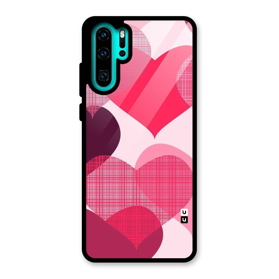 Check Pink Hearts Glass Back Case for Huawei P30 Pro