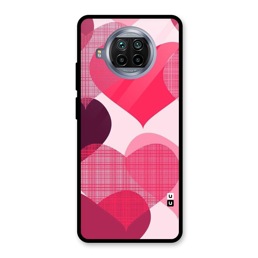 Check Pink Hearts Glass Back Case for Mi 10i