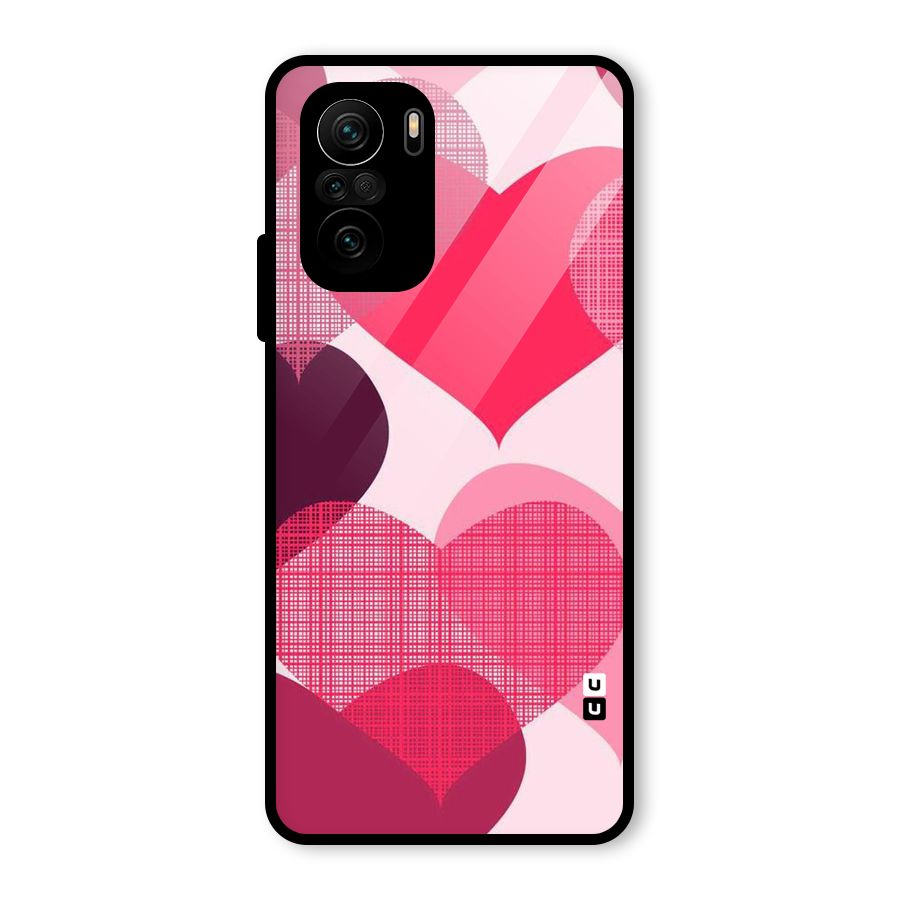 Check Pink Hearts Glass Back Case for Mi 11x