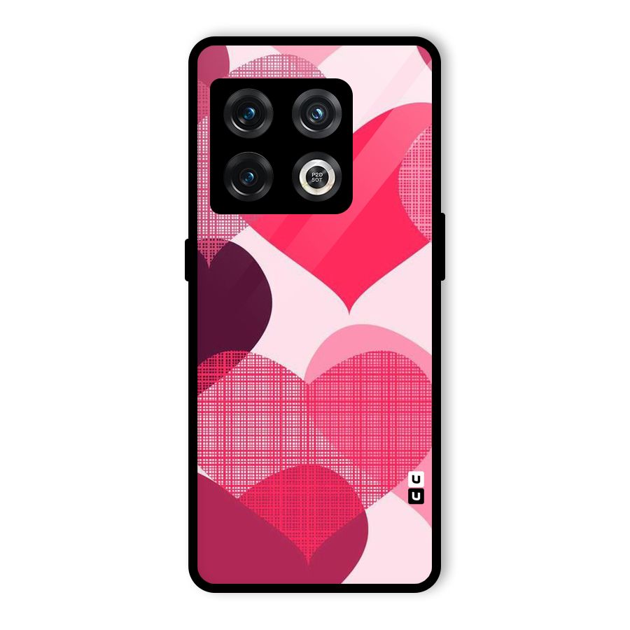 Check Pink Hearts Glass Back Case for OnePlus 10 Pro 5G