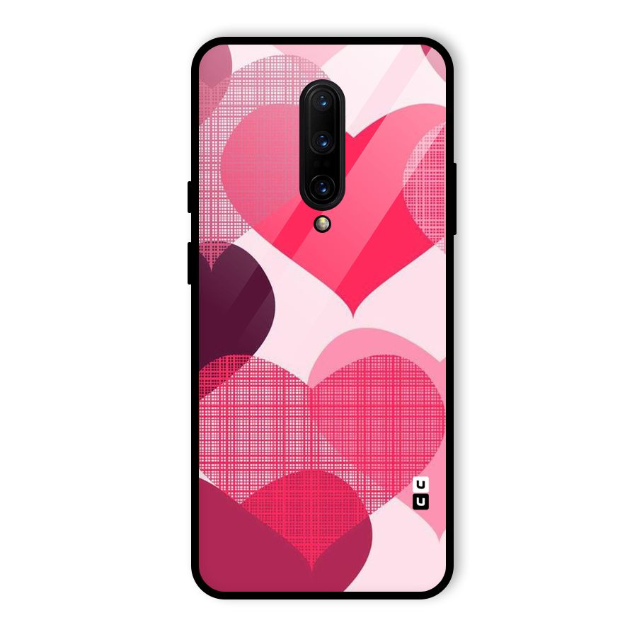 Check Pink Hearts Glass Back Case for OnePlus 7 Pro