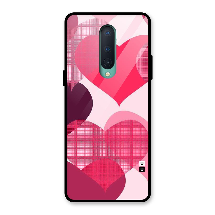 Check Pink Hearts Glass Back Case for OnePlus 8