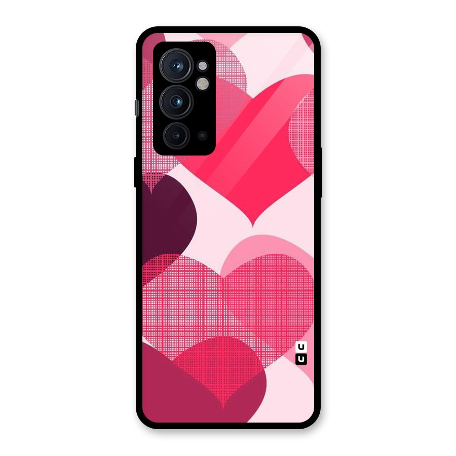 Check Pink Hearts Glass Back Case for OnePlus 9RT 5G