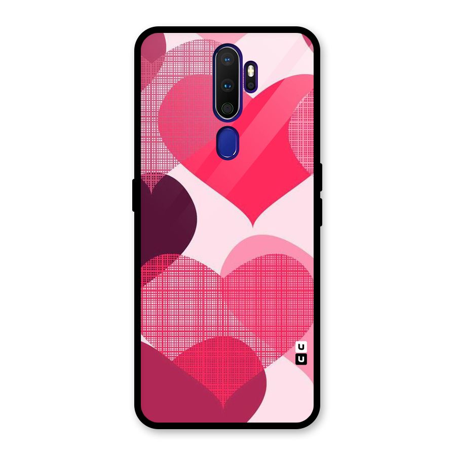 Check Pink Hearts Glass Back Case for Oppo A9 (2020)