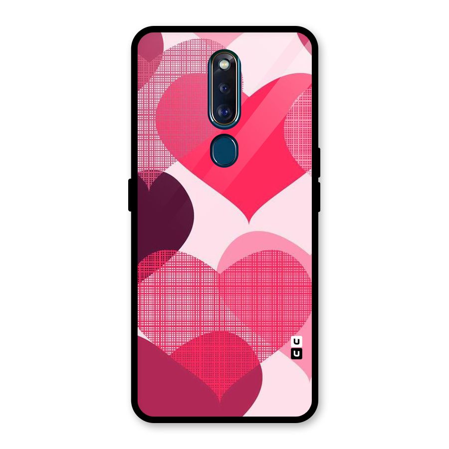 Check Pink Hearts Glass Back Case for Oppo F11 Pro