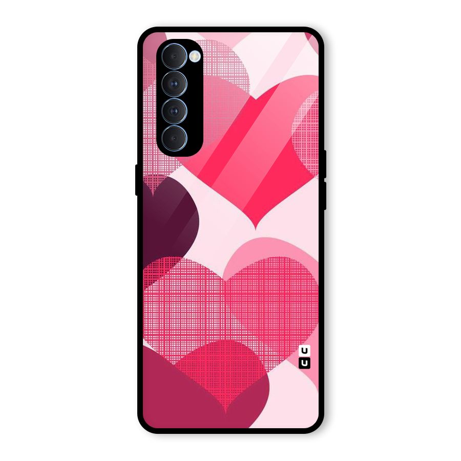 Check Pink Hearts Glass Back Case for Oppo Reno4 Pro