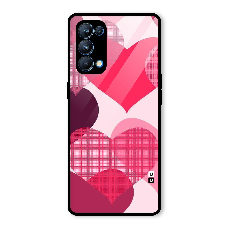 Check Pink Hearts Glass Back Case for Oppo Reno5 Pro 5G
