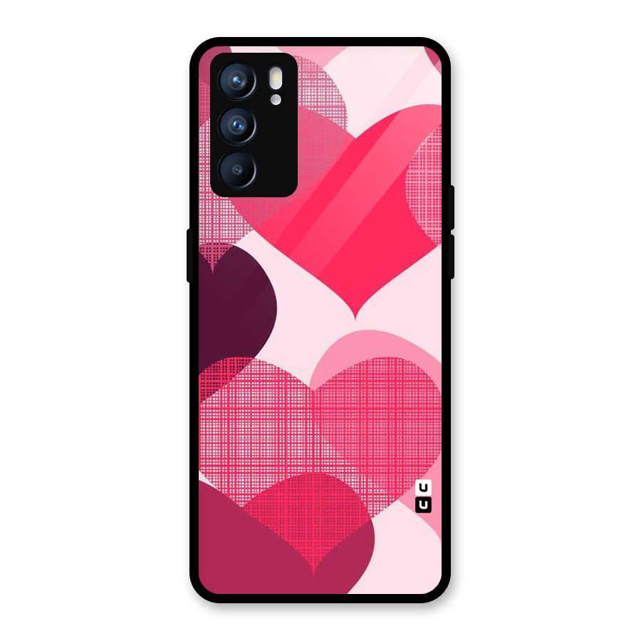 Check Pink Hearts Glass Back Case for Oppo Reno6 5G