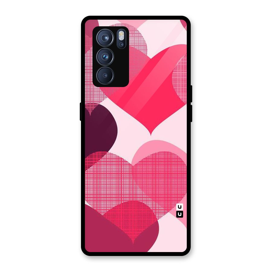 Check Pink Hearts Glass Back Case for Oppo Reno6 Pro 5G