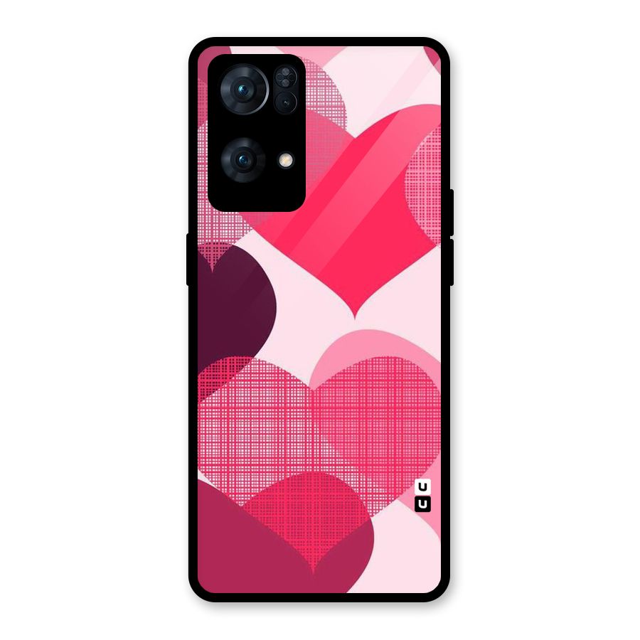 Check Pink Hearts Glass Back Case for Oppo Reno7 Pro 5G