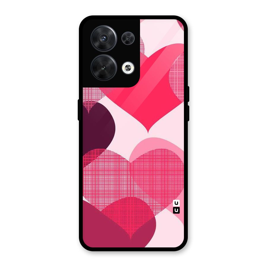 Check Pink Hearts Glass Back Case for Oppo Reno8 5G