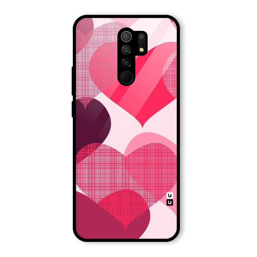 Check Pink Hearts Glass Back Case for Poco M2