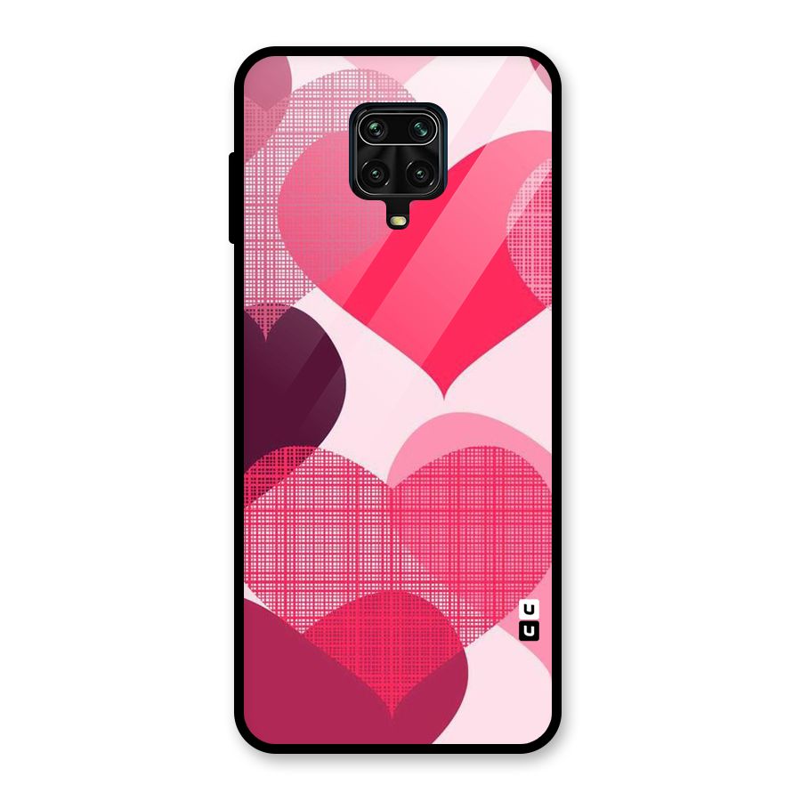 Check Pink Hearts Glass Back Case for Poco M2 Pro