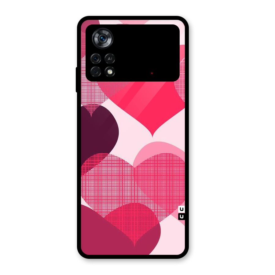 Check Pink Hearts Glass Back Case for Poco X4 Pro 5G