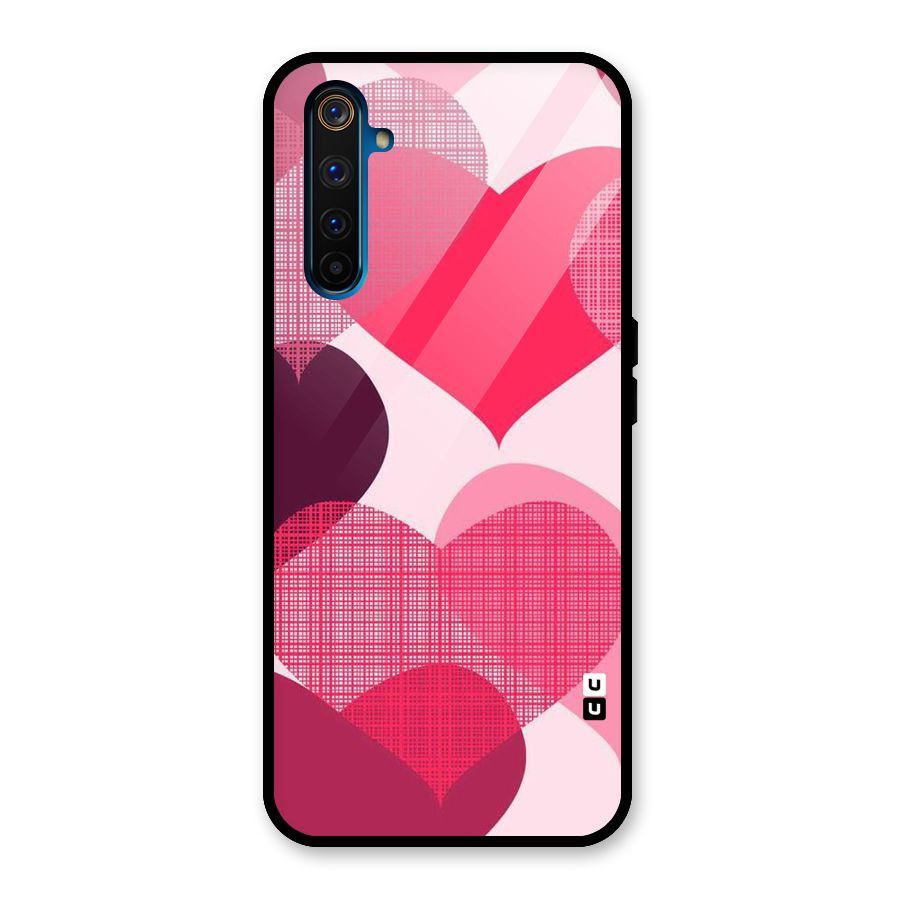 Check Pink Hearts Glass Back Case for Realme 6 Pro