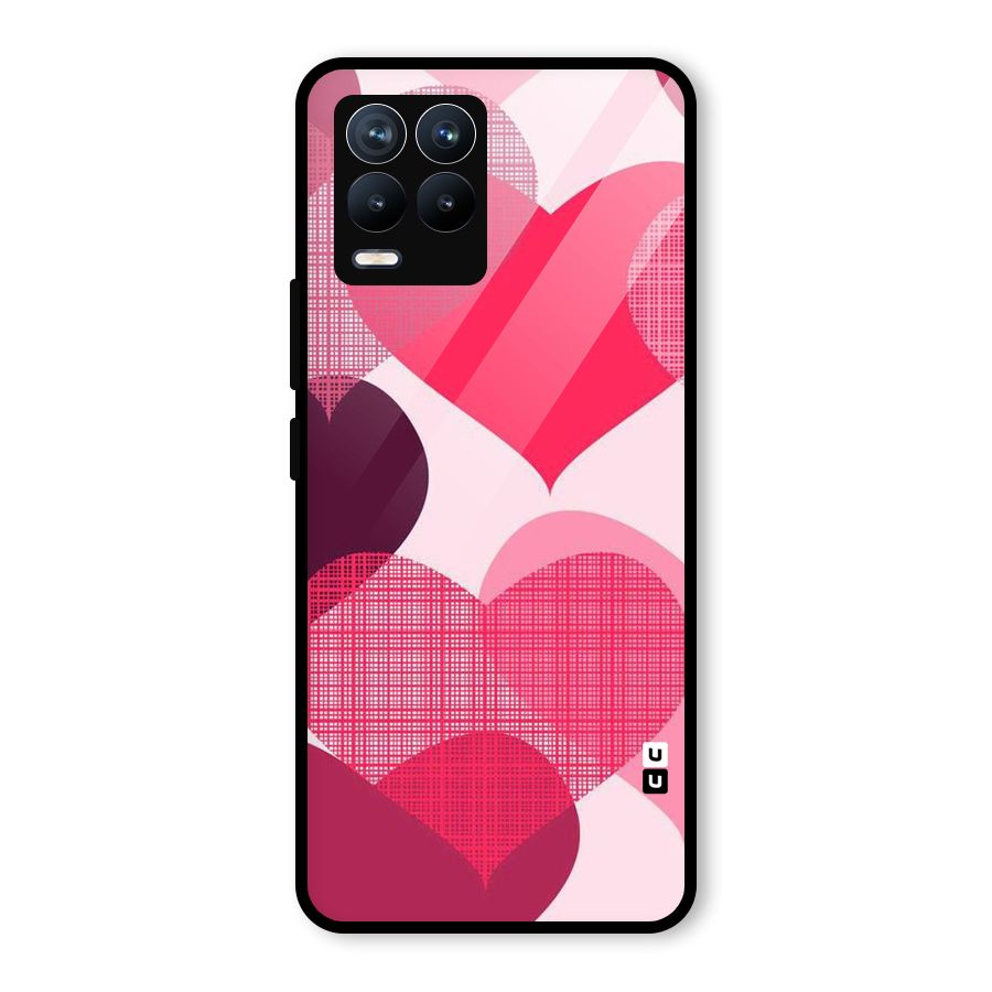 Check Pink Hearts Glass Back Case for Realme 8 Pro
