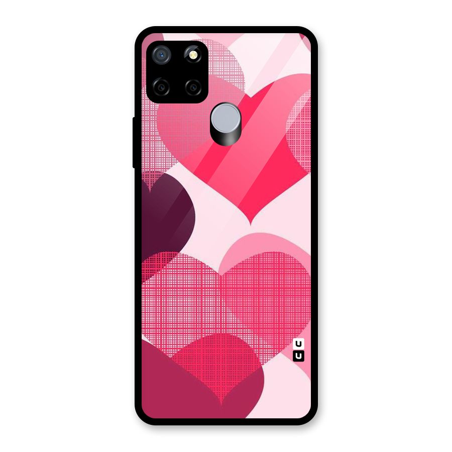 Check Pink Hearts Glass Back Case for Realme C12