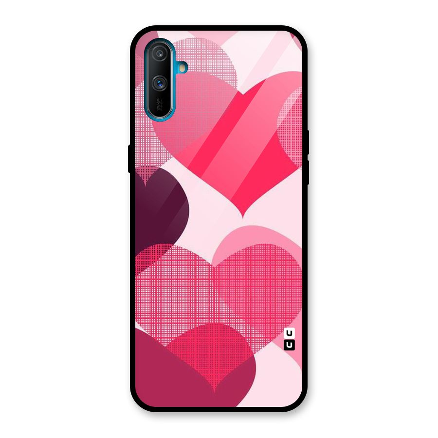 Check Pink Hearts Glass Back Case for Realme C3
