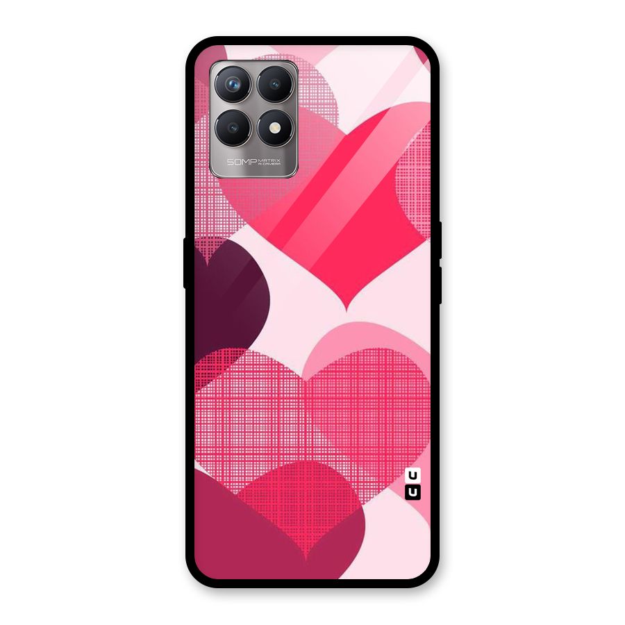 Check Pink Hearts Glass Back Case for Realme Narzo 50